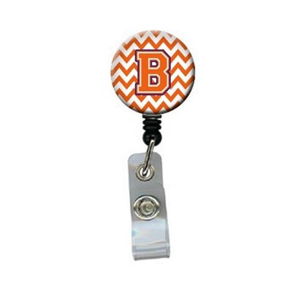 Carolines Treasures Letter B Chevron Orange and Regalia Retractable Badge Reel CJ1062-BBR